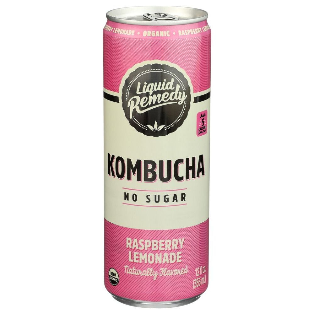 Liquid Remedy Organic Sugar Free Raspberry Lemonade Kombucha, 12 Fluid Ounce -- 12 per case