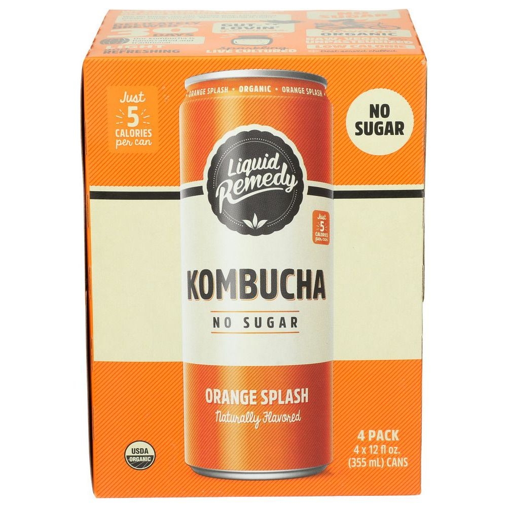 Liquid Remedy Organic Sugar Free Orange Splash Kombucha, 48 Fluid Ounce -- 6 per case