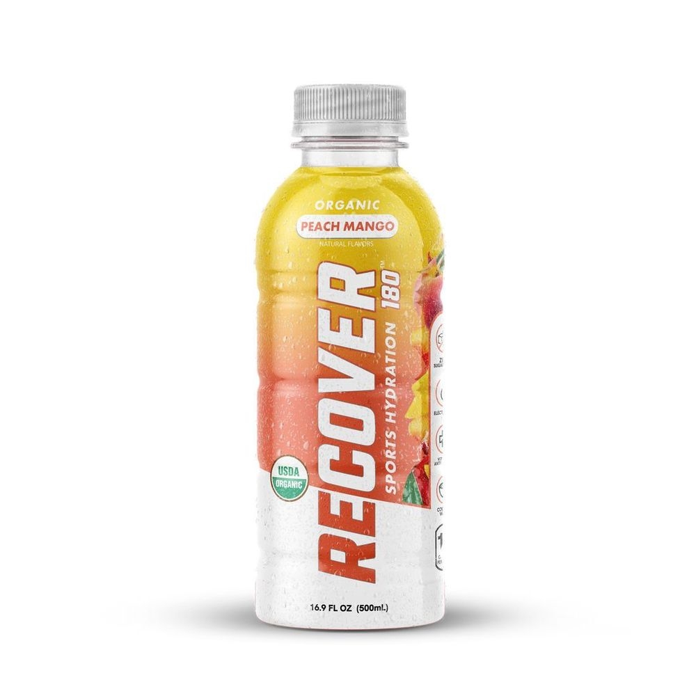 Recover 180 Organic Peach Mango Sports Hydration Drink, 16 Fluid Ounce -- 12 per case