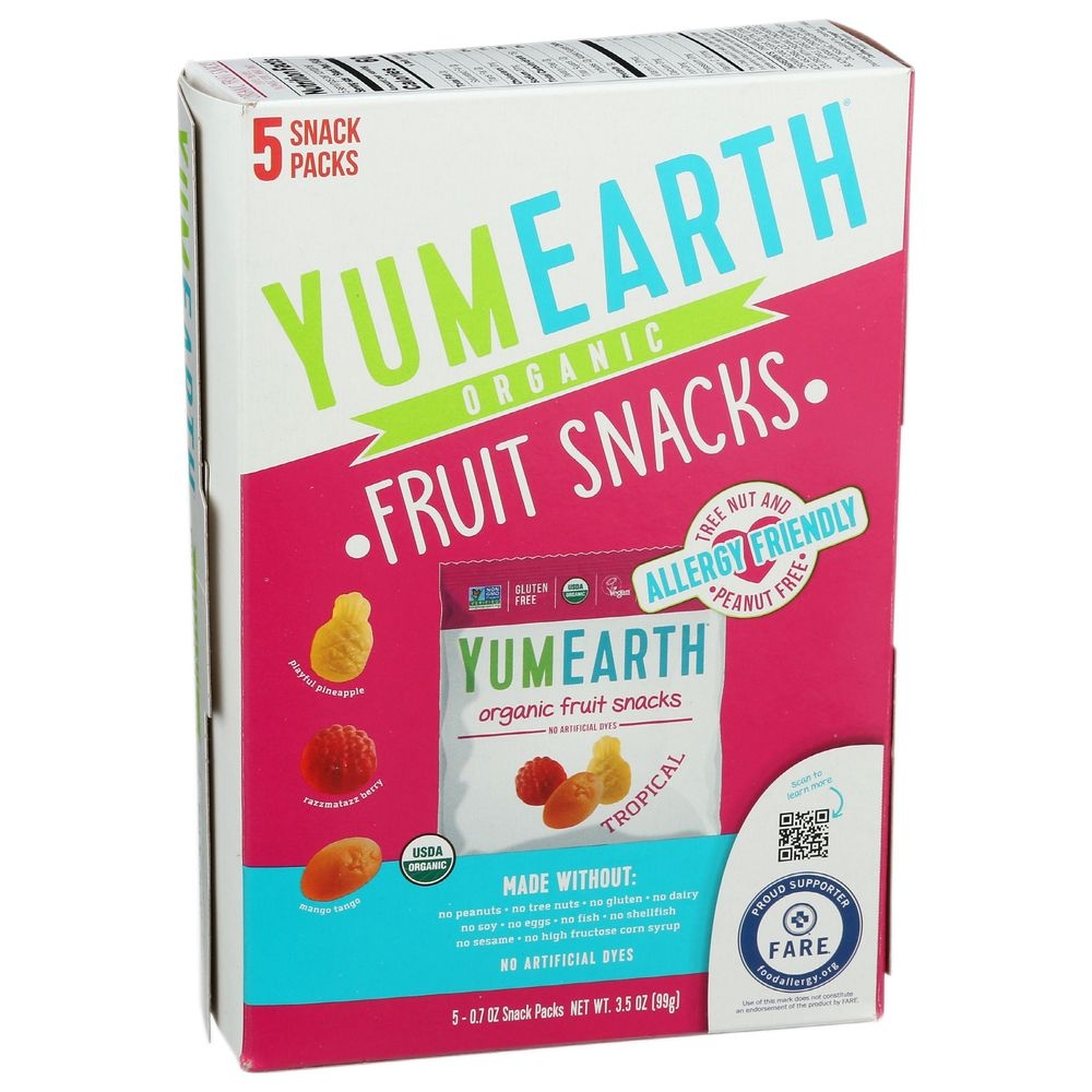 Yum Earth Organic Tropical Fruit Snack, 3.5 Ounce -- 6 per case