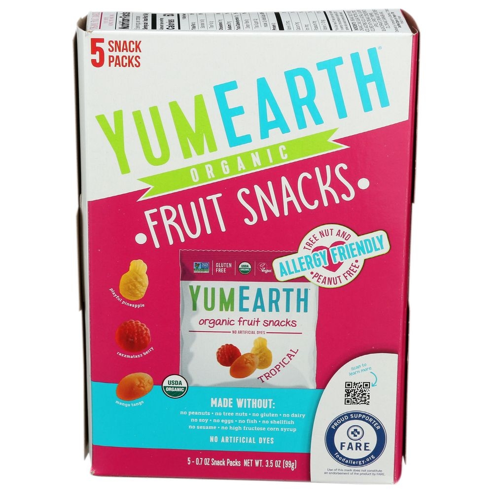 Yum Earth Organic Tropical Fruit Snack, 3.5 Ounce -- 6 per case