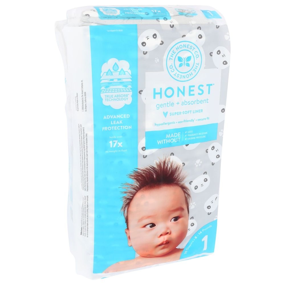Honest Pandas Size 1 Diapers, 35 count
