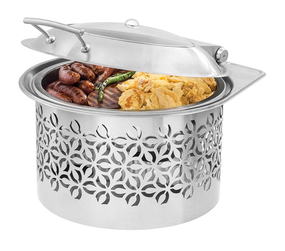 Rosseto Iris Stainless Steel Round Chafer with Soft Closing Lid, 17.25 x 18.75 x 12.5 inch