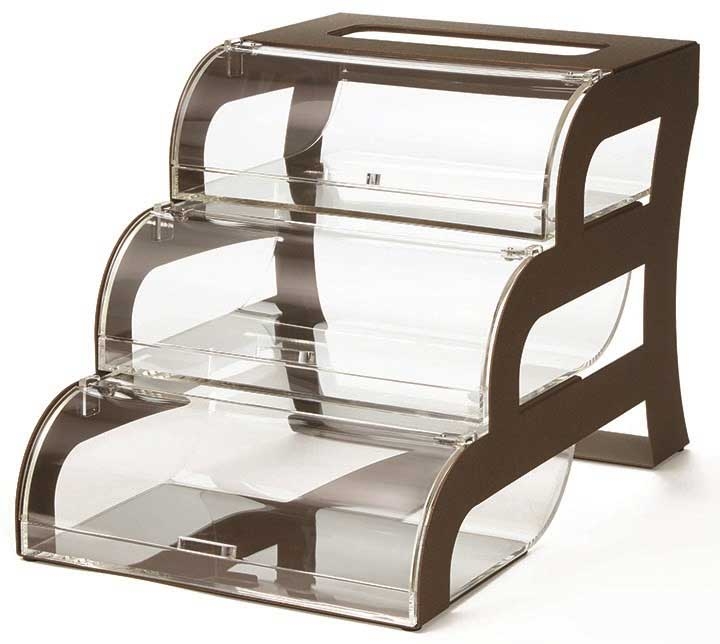Rosseto Three Tier Bakery Case with Bronze Frame, 15.4 x 23.5 x 15.75 inch