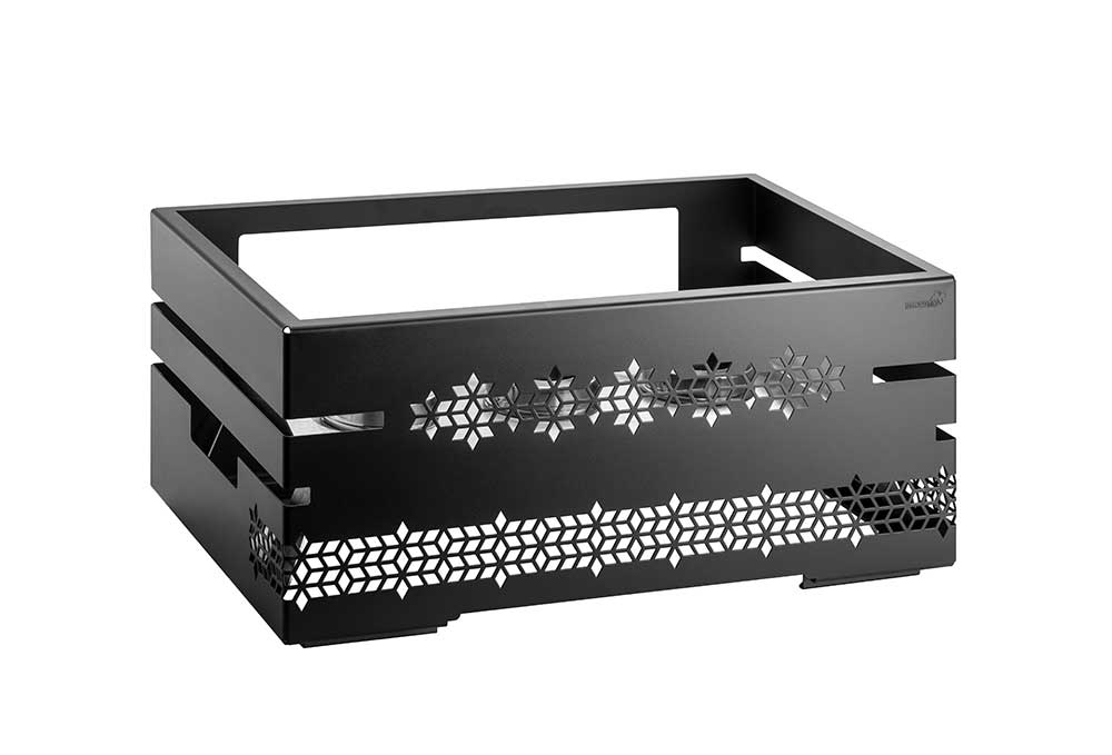 Rosseto Mosaic Multi-Chef Black Matte Warmer with 3 Fuel Holders and Reversible Burner Stand, 21.5 x 13.5 x 10 inch