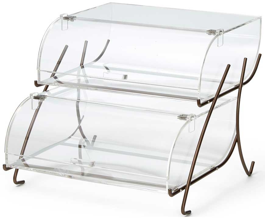 Rosseto Two Tier Bakery Case with Bronze Wire Stand, 15.75 x 17.75 x 13.25 inch