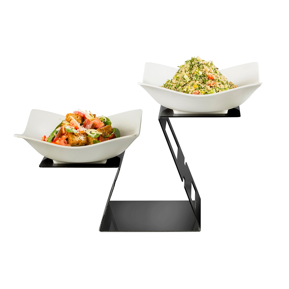 Rosseto Swan Black Matte Riser Set with Forme Melamine Bowls, 25.38 x 12.25 x 15.38 inch