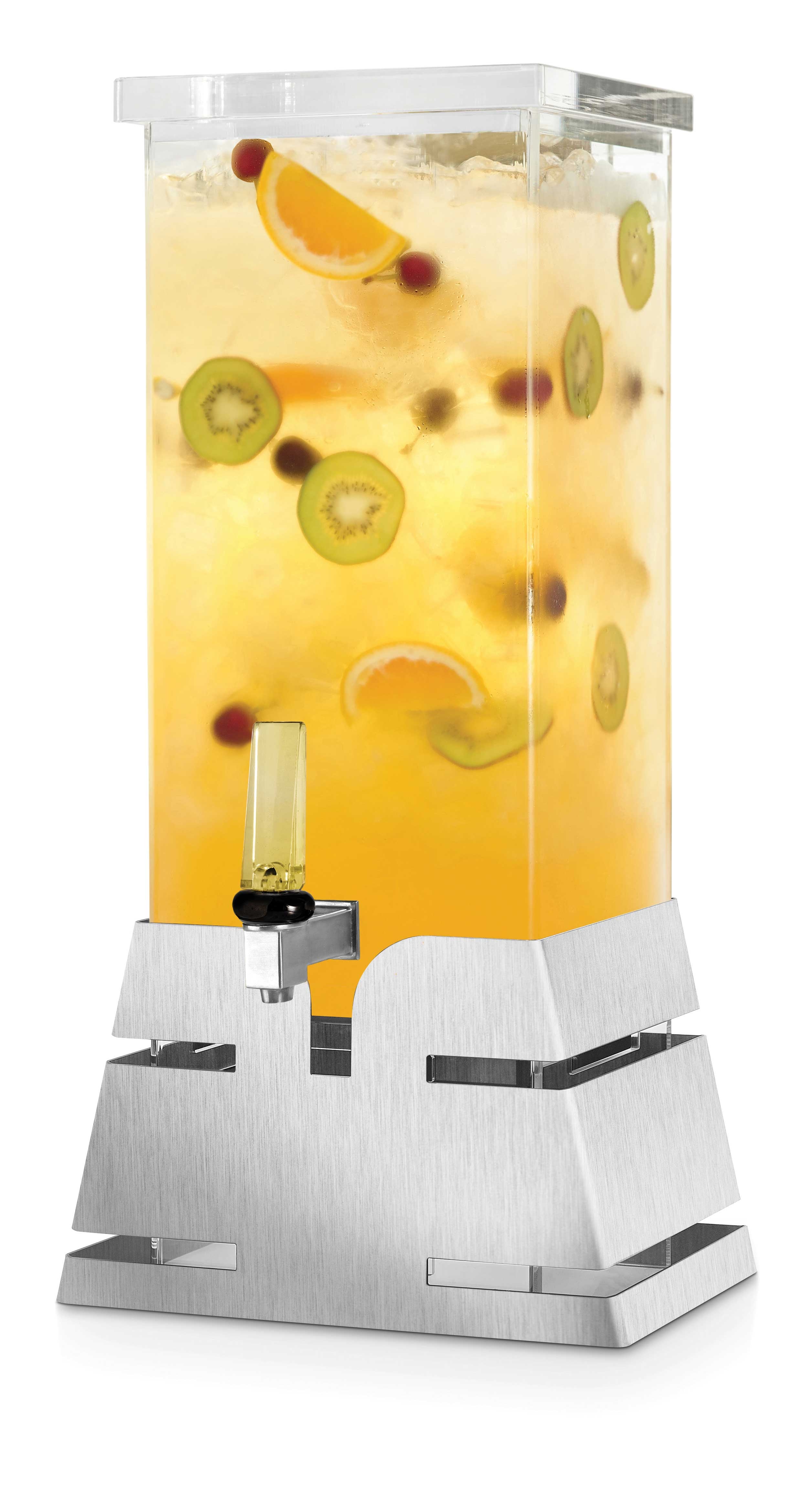 Rosseto Square Stainless Steel Pyramid Base Beverage Dispenser, 3 Gallon Capacity