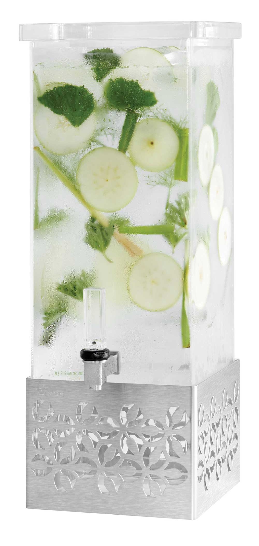Rosseto Iris Square Acrylic and Stainless Steel Beverage Dispenser, 3 Gallon Capacity