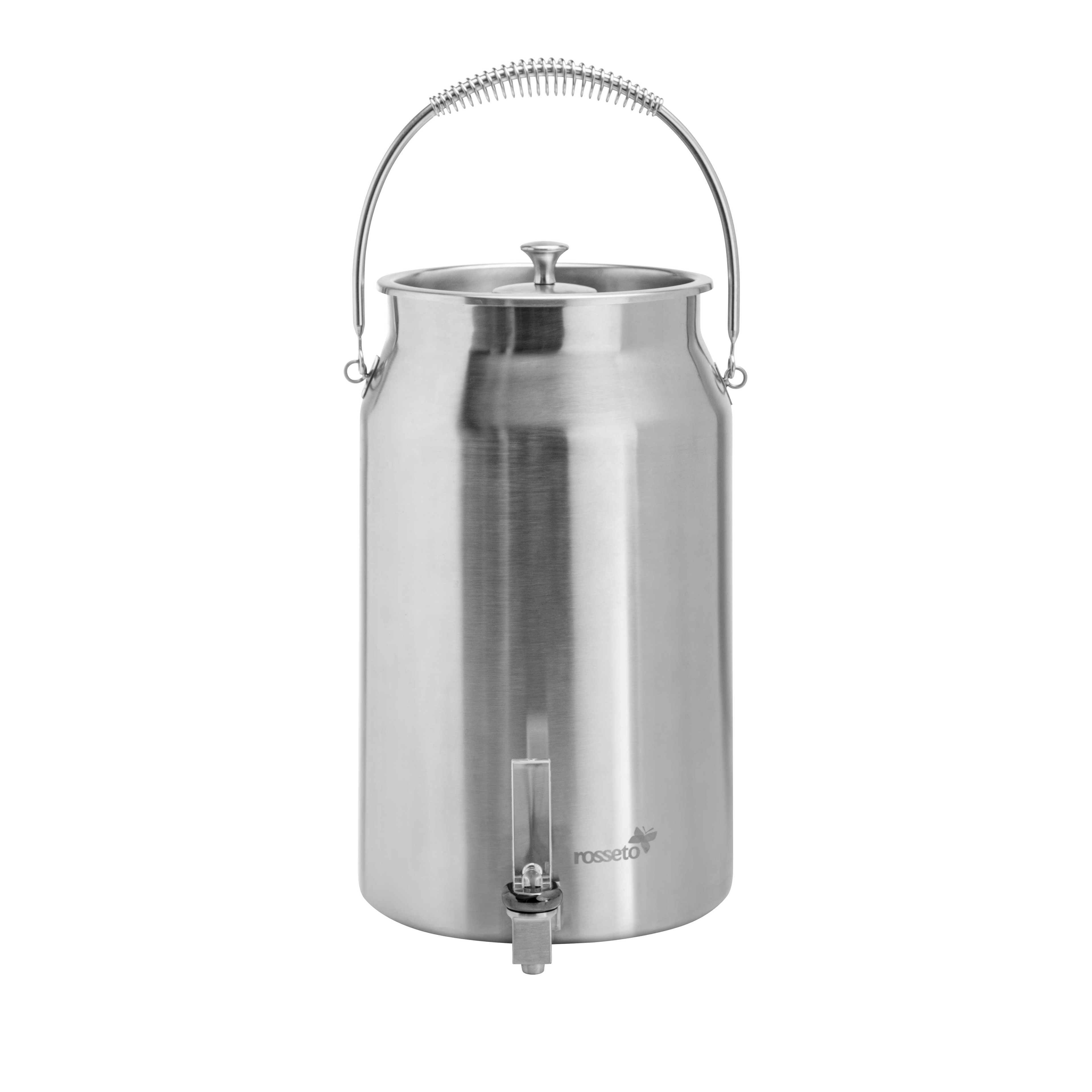 Rosseto Brushed Stainless Steel Milk Urn with Ice Chamber, 3 Gallon Capacity
