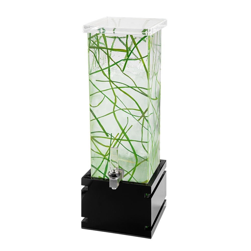 Rosseto Sea Grass Square Beverage Dispenser with Black Bamboo Base, 2 Gallon
