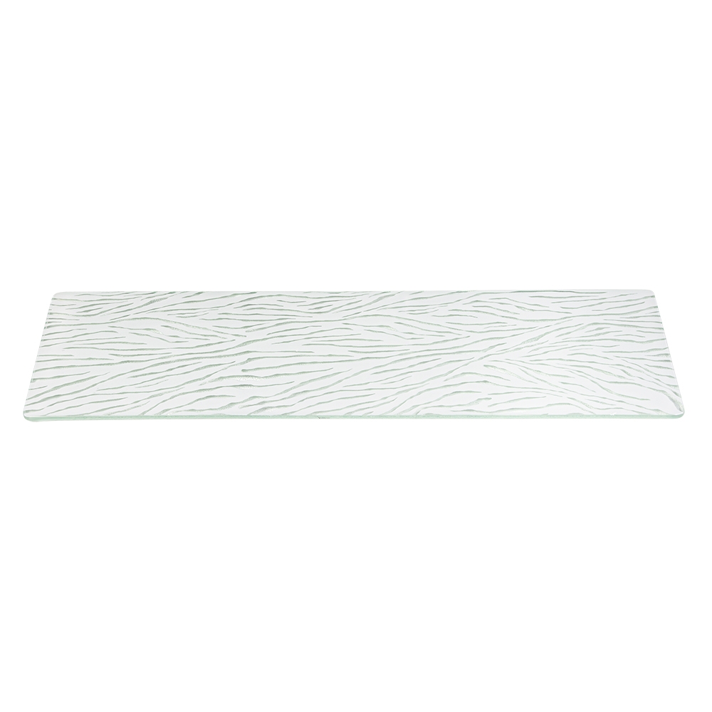 Rosseto Kalderon Currente White Narrow Rectangle Handmade Glass Surface, 31 x 7.9 x 0.4 inch
