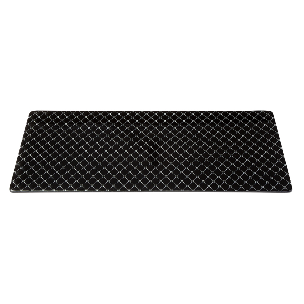 Rosseto Kalderon Zenit Black Wide Rectangle Handmade Glass Surface, 31 x 11.8 x 0.4 inch