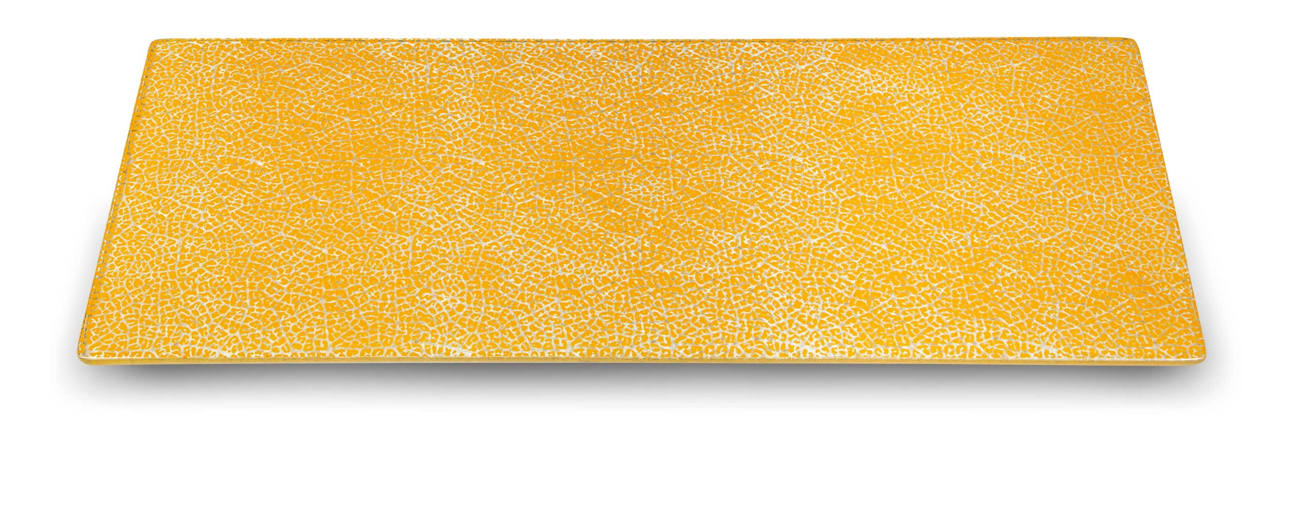 Rosseto Kalderon Foglia Mustard Wide Rectangle Handmade Glass Surface, 31 x 11.8 x 0.4 inch