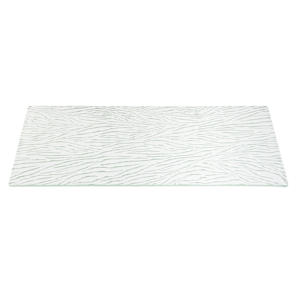 Rosseto Kalderon Currente White Wide Rectangle Handmade Glass Surface, 31 x 11.8 x 0.4 inch