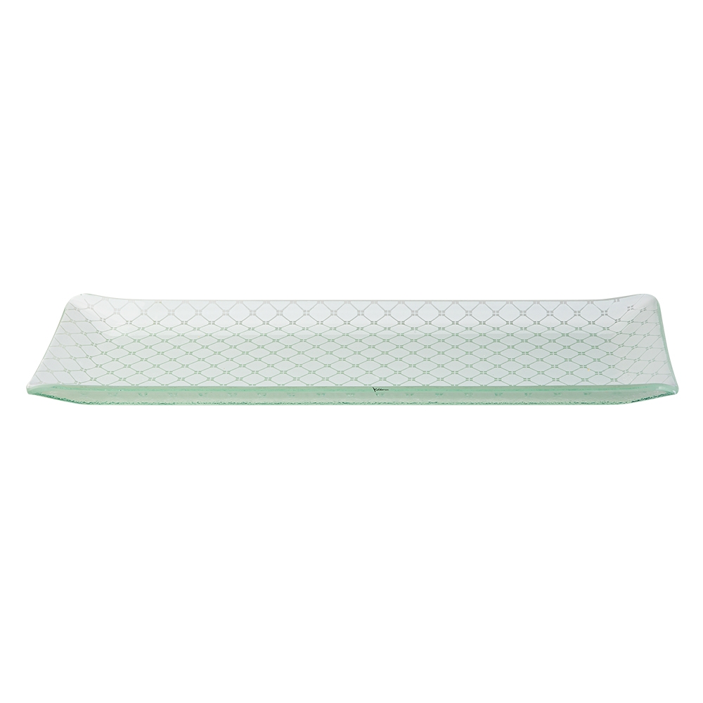 Rosseto Kalderon Zenit White Large 22.5 inch Rectangle Handmade Glass Tray, 22.5 x 7.9 x 1.2 inch