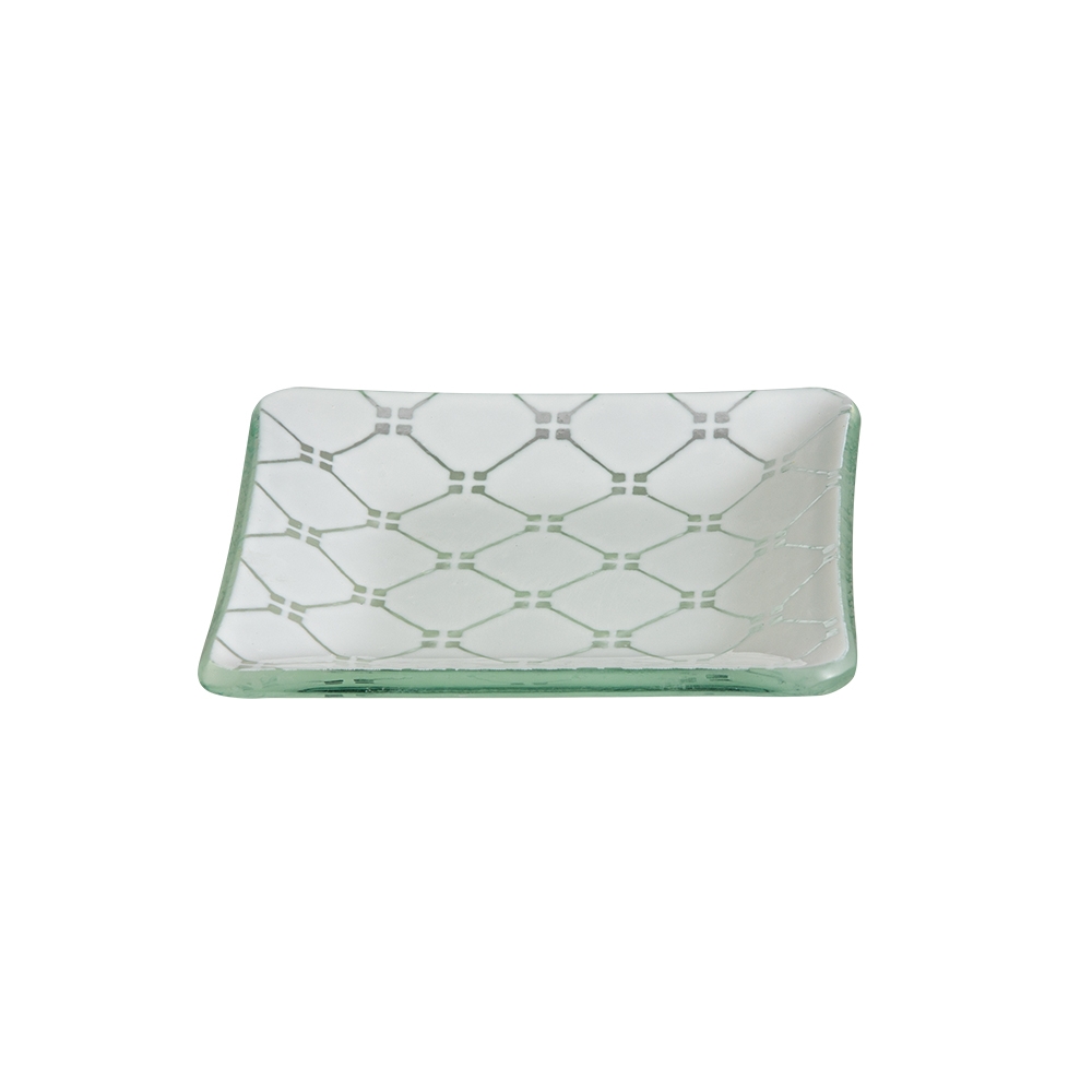 Rosseto Kalderon Zenit White Mini Square Handmade Glass Plate, set of 12