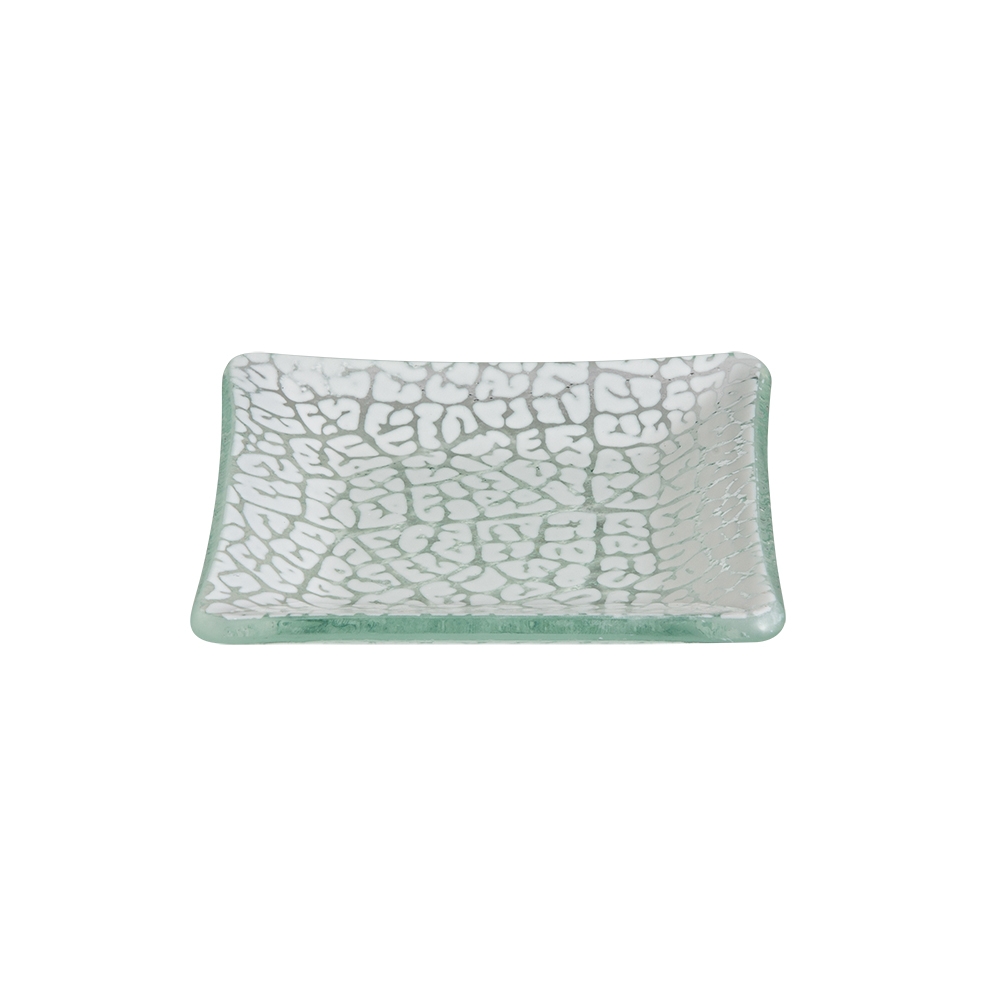 Rosseto Kalderon Foglia White Mini Square Handmade Glass Plate, set of 12