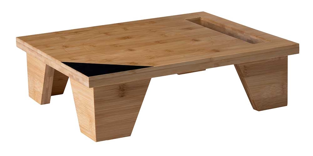 Rosseto Bamboo Pot Stand with Lid Holder and Chalkboard Corner, 13.8 Ã— 16.5 Ã— 4.7 inch