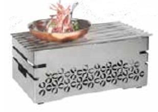 Rosseto Iris Multi-Chef Stainless Steel Warmer Kit with 3 Fuel Holders Reversible Burner Stand and Grill, 21.5 Ã— 13.5 Ã— 10 inch
