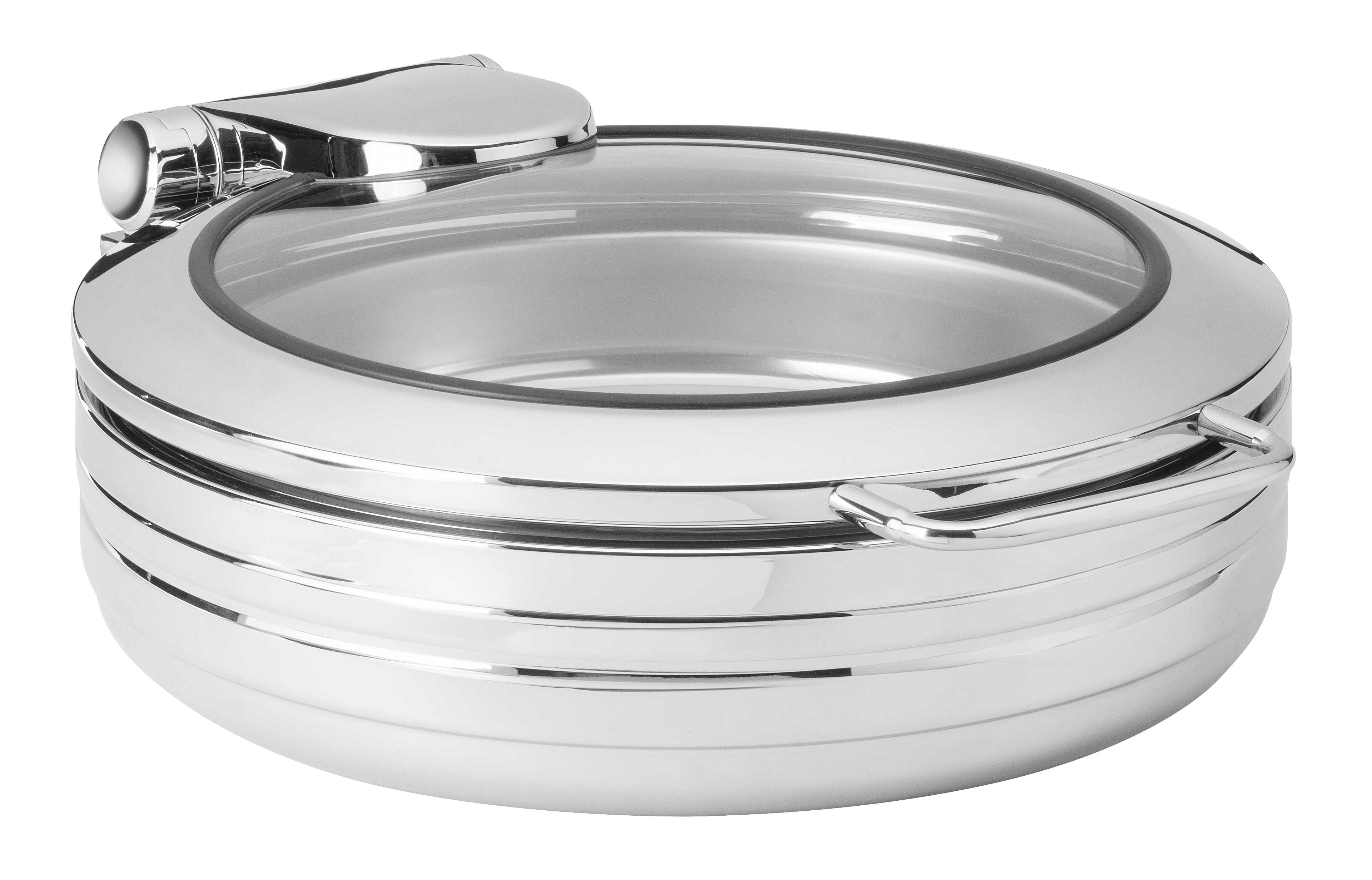 Rosseto De Luxe Round Stainless Steel Chafing Dish with Glass Lid, 6.34 Quart
