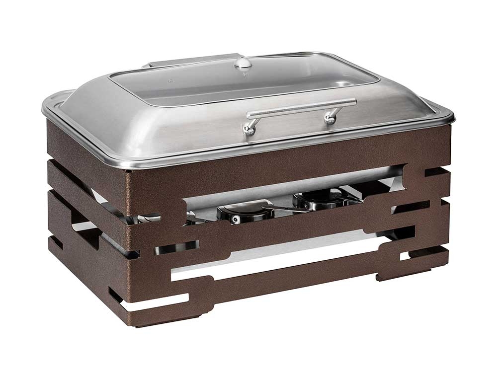 Rosseto Multi-Chef 10 inch Bronze Chafer with Soft Closing Lid 3 Fuel Holders and Reversible Burner Stand, 22.5 Ã— 17.5 Ã— 14.5 inch