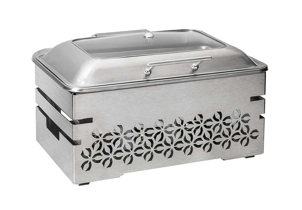 Rosseto Mosaic Multi-Chef 10 inch Stainless Steel Chafer with Soft Closing Lid 3 Fuel Holders and Reversible Burner Stand, 22.5 Ã— 17.5 Ã— 14.5 inch