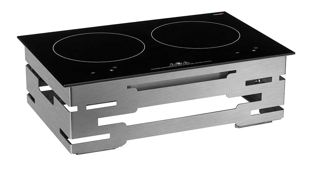 Rosseto Multi-Chef 120V 60Hz 7 inch Stainless Steel Double Induction Kit with Touch-Top Controls, 21.5 Ã— 13.5 Ã— 8 inch