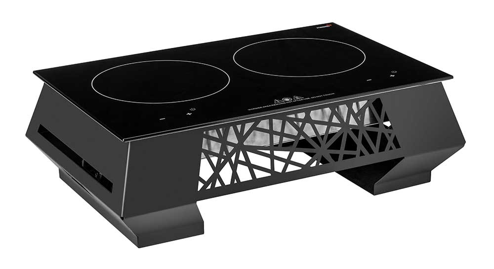 Rosseto GEO Multi-Chef 120V 60Hz 7 inch Black Double Induction Kit with Touch-Top Controls, 24 x 16 x 8 inch