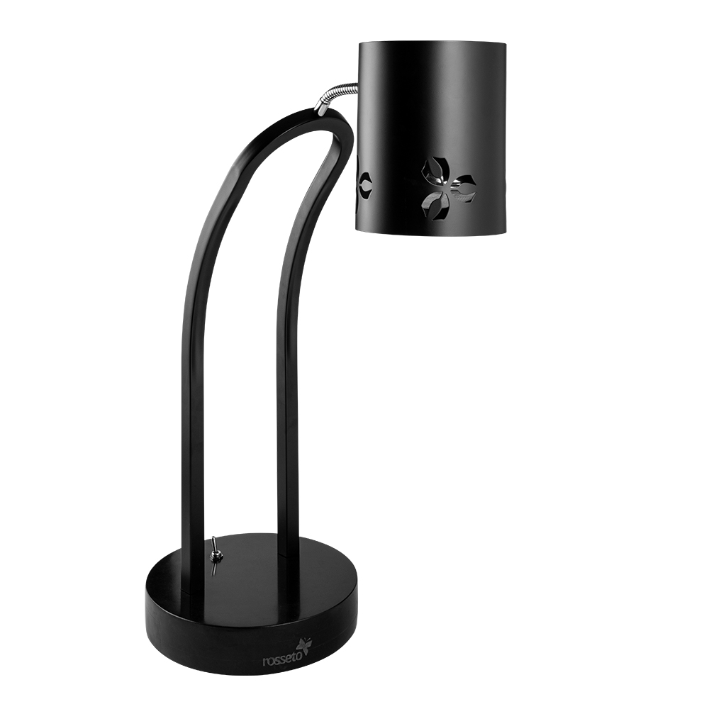 Rosseto Iris Single Black Matte Heat Lamp with Black Metal Base, 9.75 x 19.5 x 26 inch