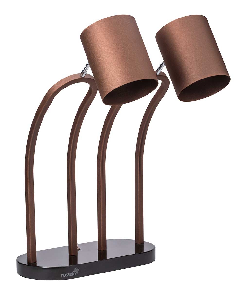 Rosseto Double Bronze Heat Lamp with Black Metal Base and Plain Shade, 18.5 x 19.5 x 26 inch