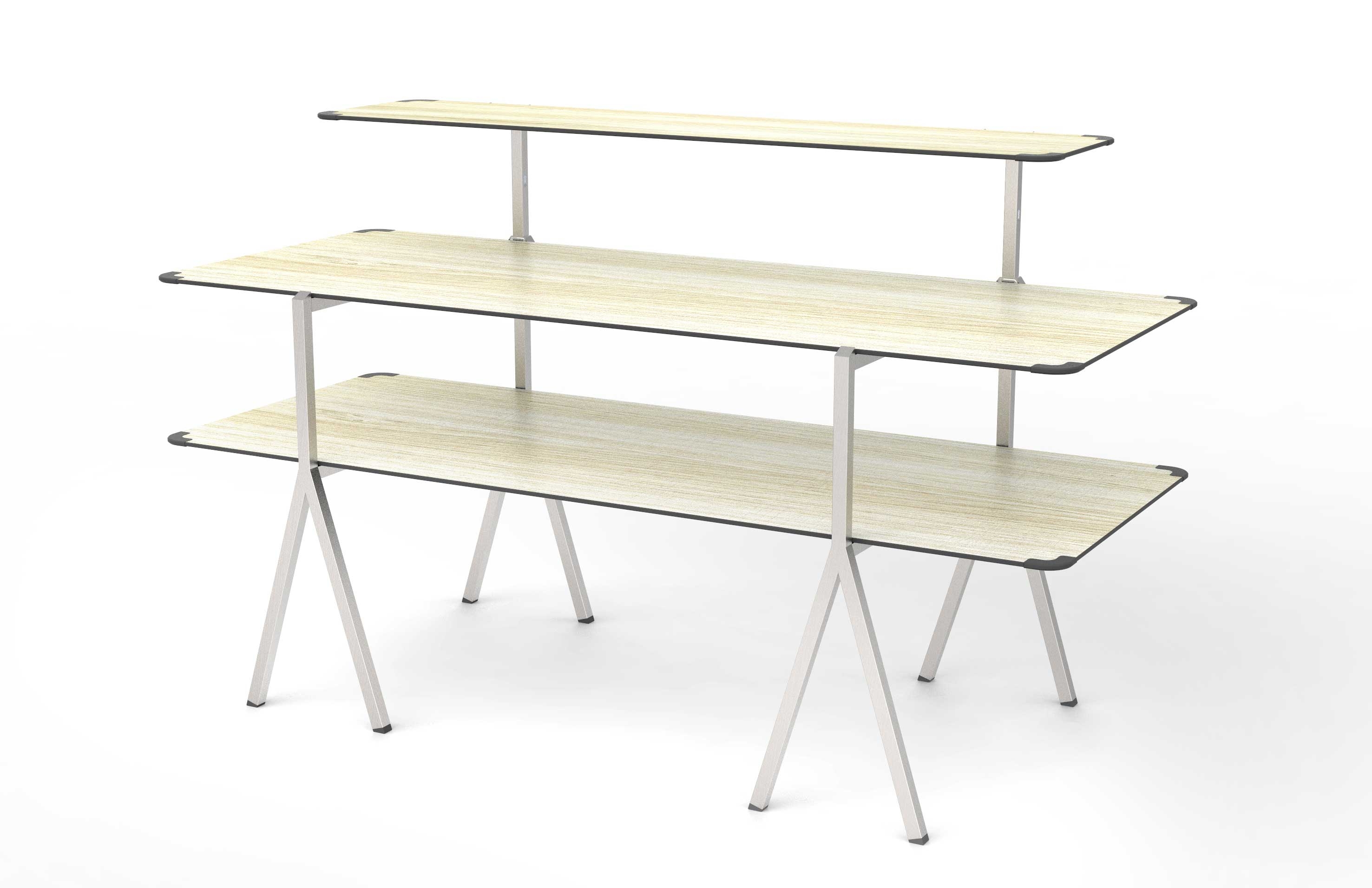 Rosseto Modulite Natural Wood Table 3 Level Kit with Stainless Steel Legs, 71 x 30 x 43.2 inch