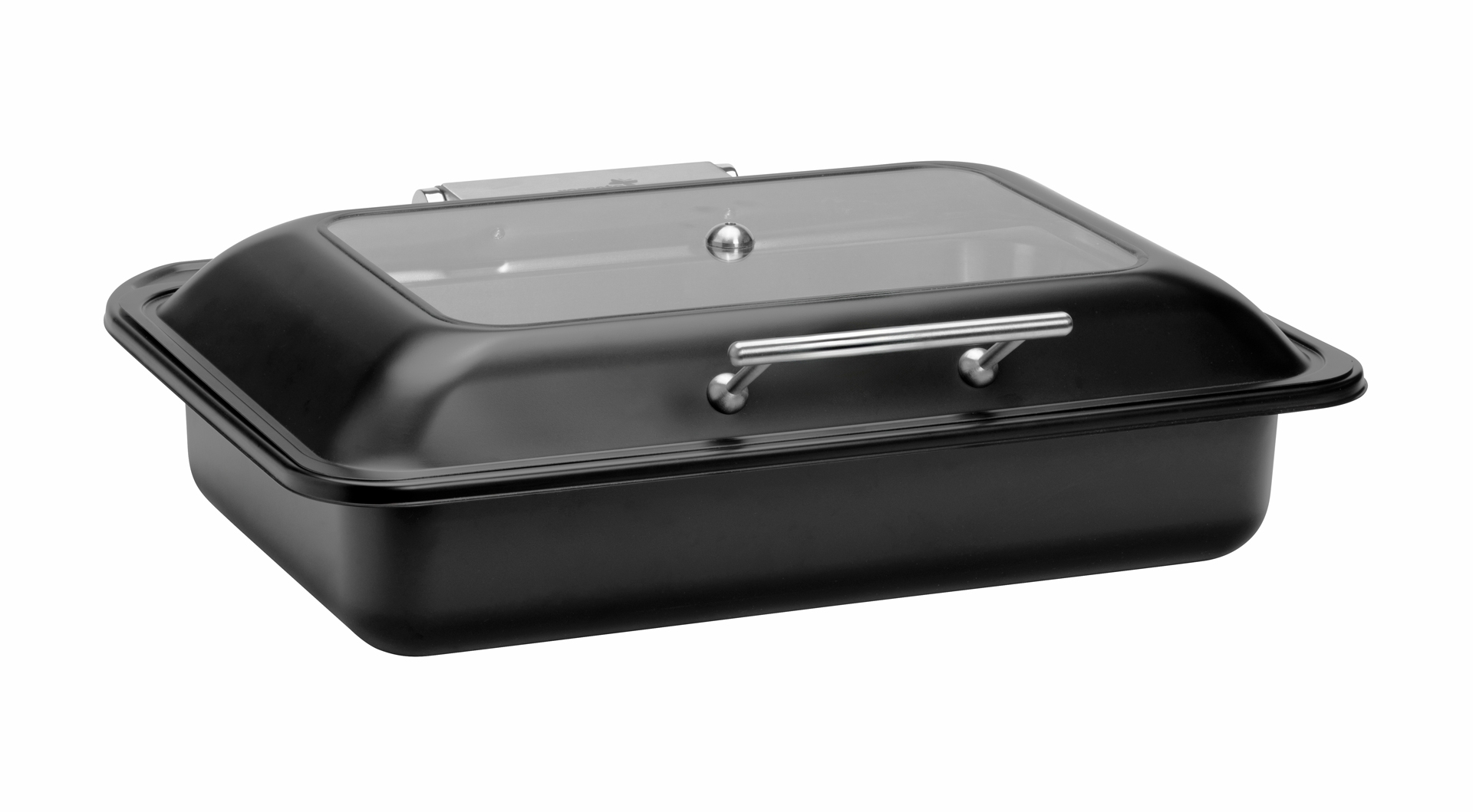 Rosseto Multi-Chef Rectangular Black Chafer with Soft Closing Lid and Food Pan, 22.8 x 16.75 x 7.75 inch