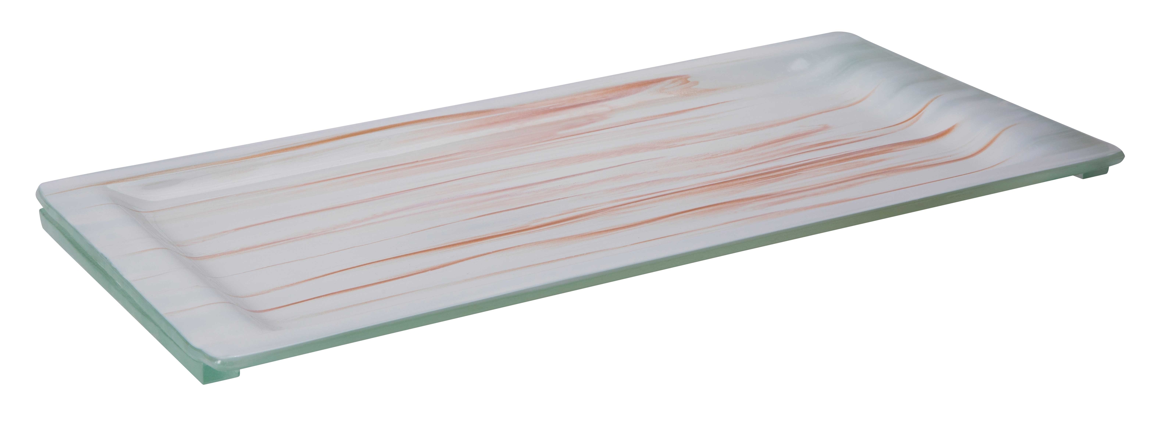 Rosseto Aroma Gold and White Medium Rectangle Platter with Rim, 17.8 x 9 x .5 inch