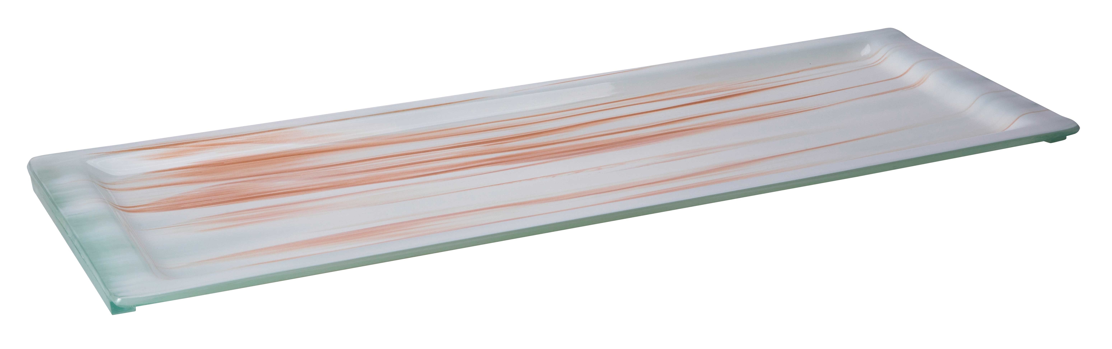 Rosseto Aroma Gold and White Large Rectangle Platter with Rim, 25.5 x 9 x .5 inch