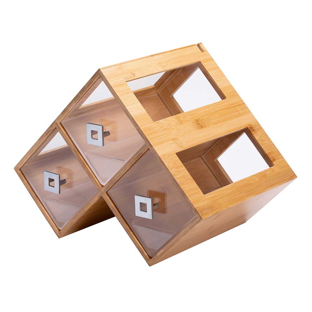 Rosseto Triple Bamboo Honeycomb Bakery with Drawer and Insert, 18.75 x 12 x 14.25 inch