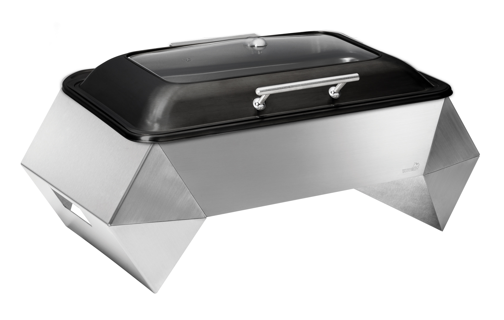 Rosseto Diamond Multi-Chef 10 inch Stainless Steel Warmer with Black Soft Closing Chafer 3 Fuel Holders and Revers Burner Stand, 27.75 x 16 x 14 inch