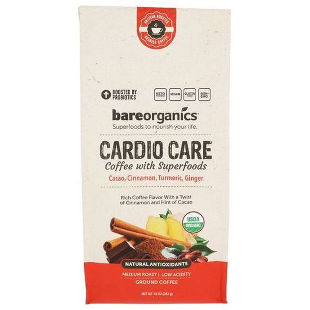 BareOrganics Organic Cardio Care Ground Coffee With Superfoods, 10 Ounce -- 6 per case