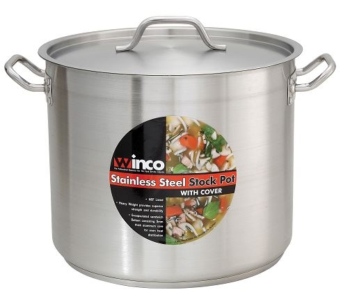 Winco Premium Stainless Steel Stock Pot with Cover, 12 Quart -- 1 set.