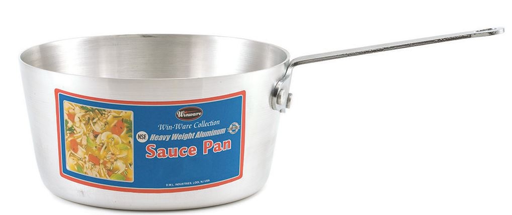 Winco Winware Aluminum Heavy Weight Sauce Pan, 5 Quart.