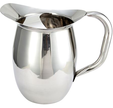 Winco Stainless Steel Heavy Weight Deluxe Bell Pitcher with Ice Catcher, 3 Quart.