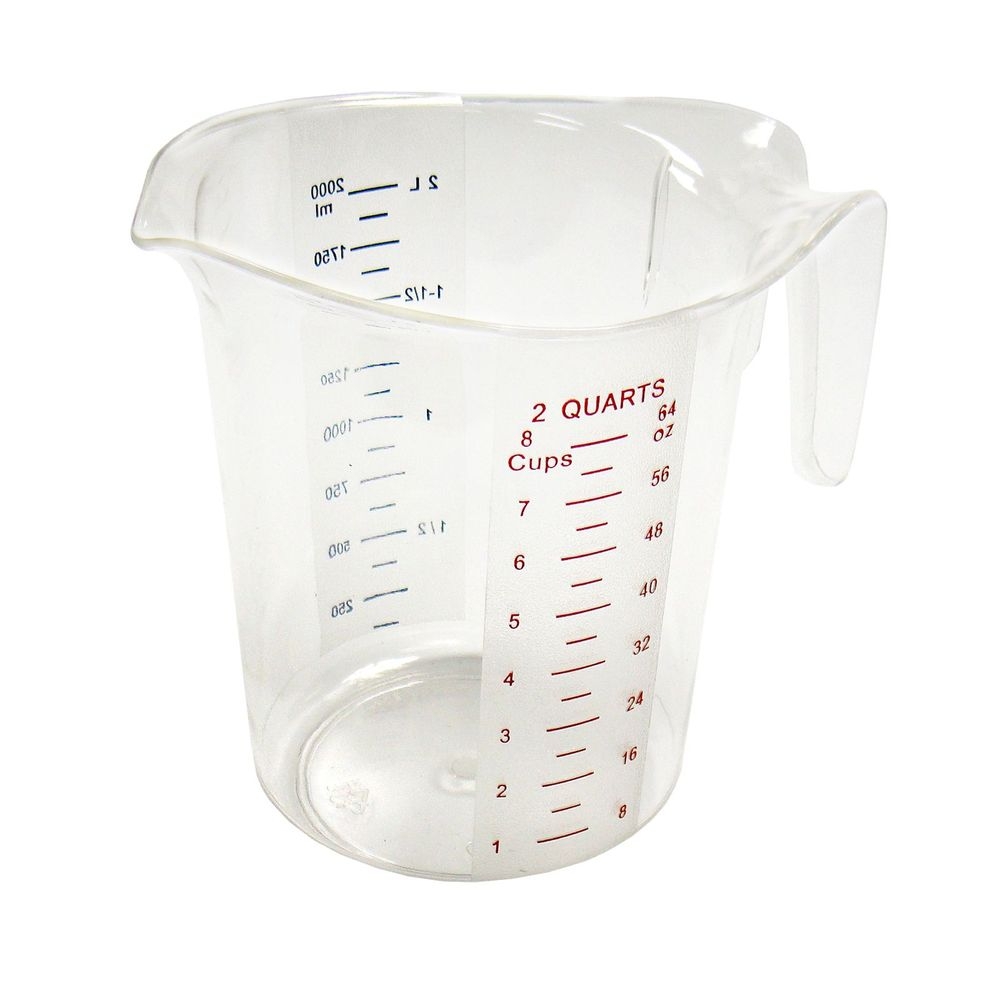 Winco PMCP-200 Polycarbonate Clear Measuring Cup with Color Graduations, 2 Quart Capacity