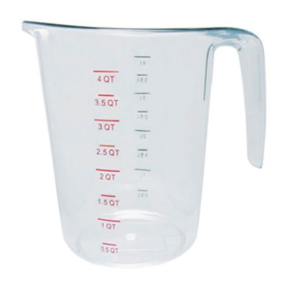 Winco PMCP-400 Polycarbonate Clear Measuring Cup with Color Graduations, 4 Quart Capacity