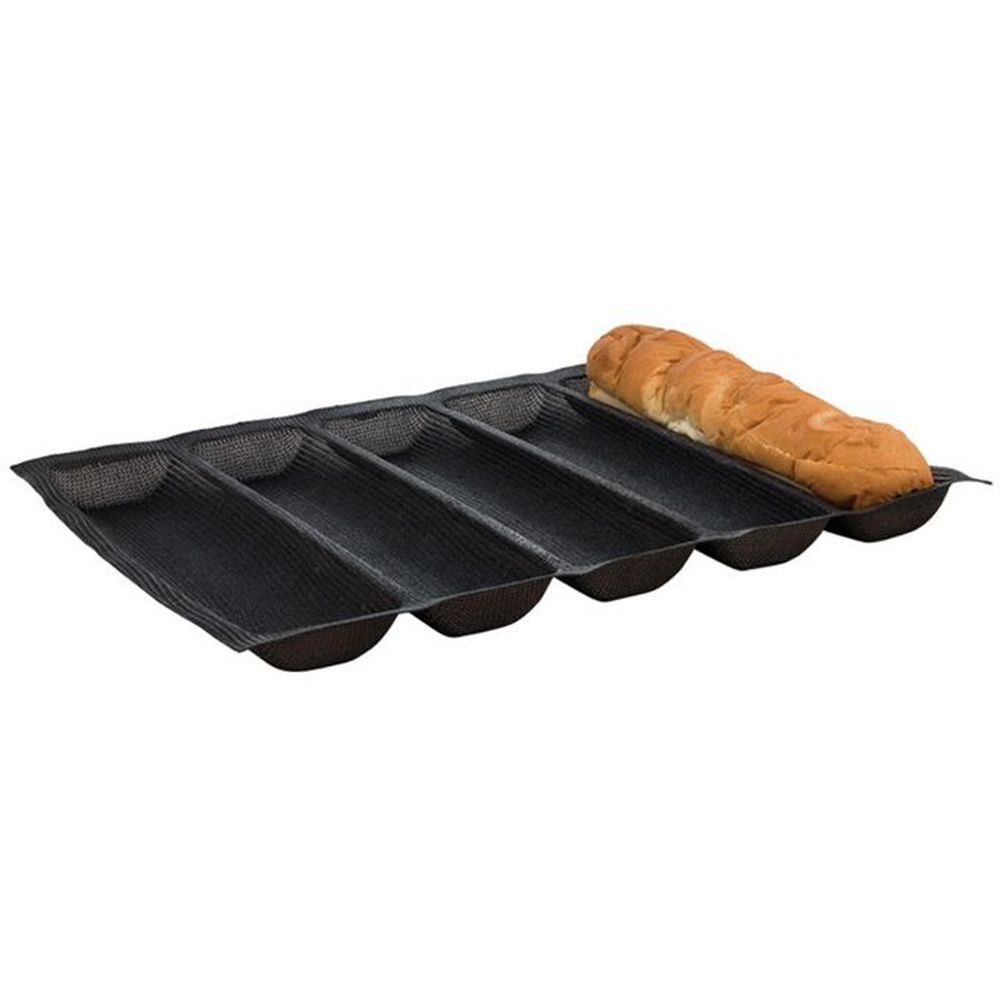 Winco SBF-5K 5 Loaf Silicone Non-Stick Finish Bread Baking Pan, 18 x 13 inch