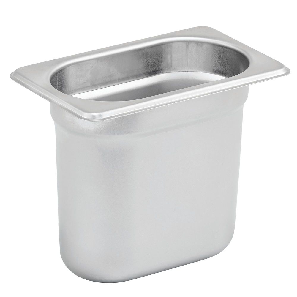 Winco SPJH-906GN 22 Gauge 18/8 Stainless Steel Ninth Size Anti-Jam Steam Pan, 6 inch Deep