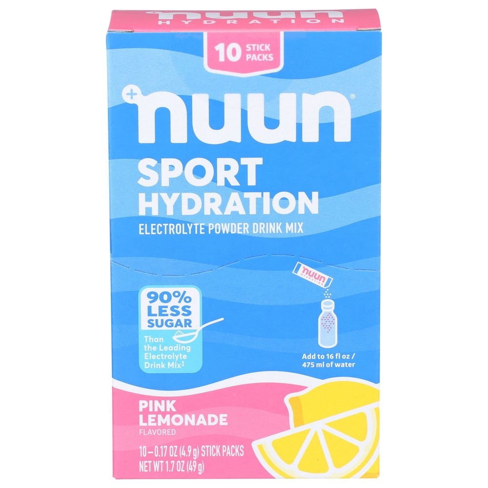 Nuun Sport Hydration Pink Lemonade Electrolyte Powder Drink Mix, 10 Count