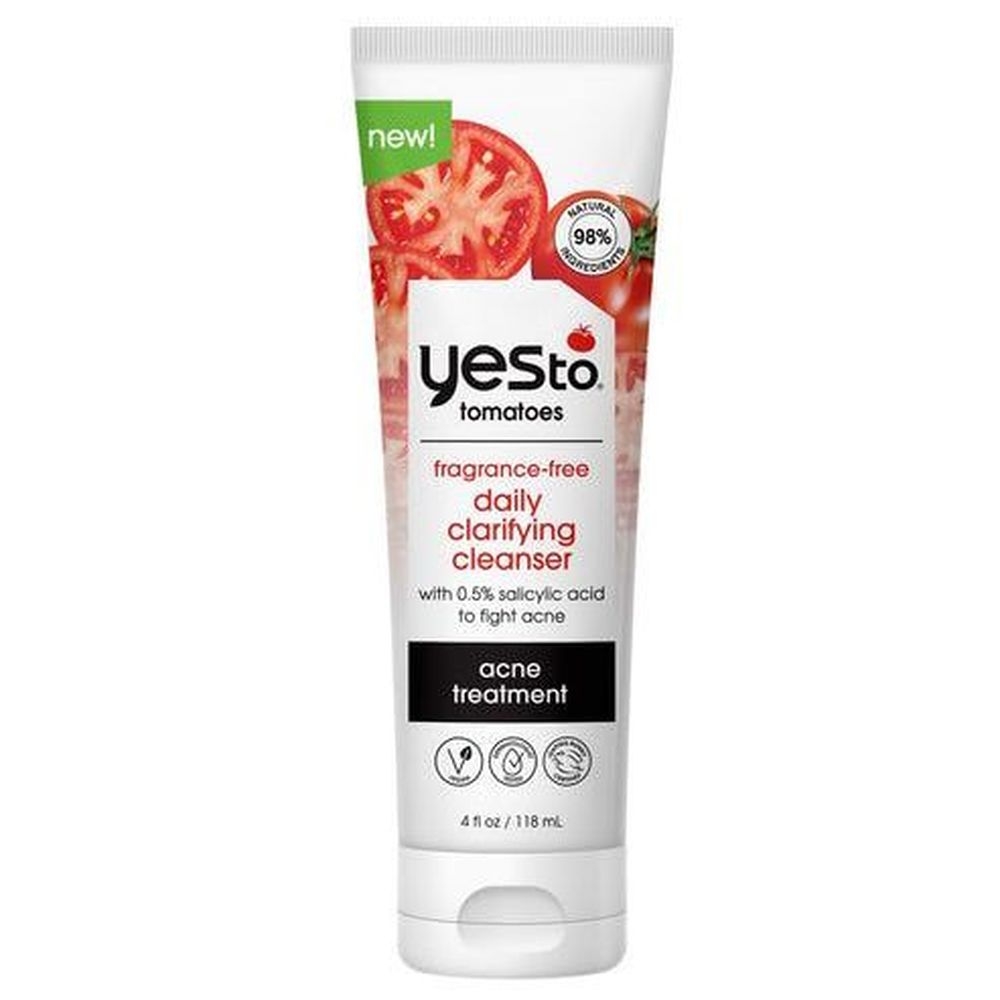 Yes To Tomatoes Fragrance-Free Daily Clarifying Cleanser with 0.5 Percent Salicylic Acid Acne Treatment, 4 Fluid Ounce -- 3 per case