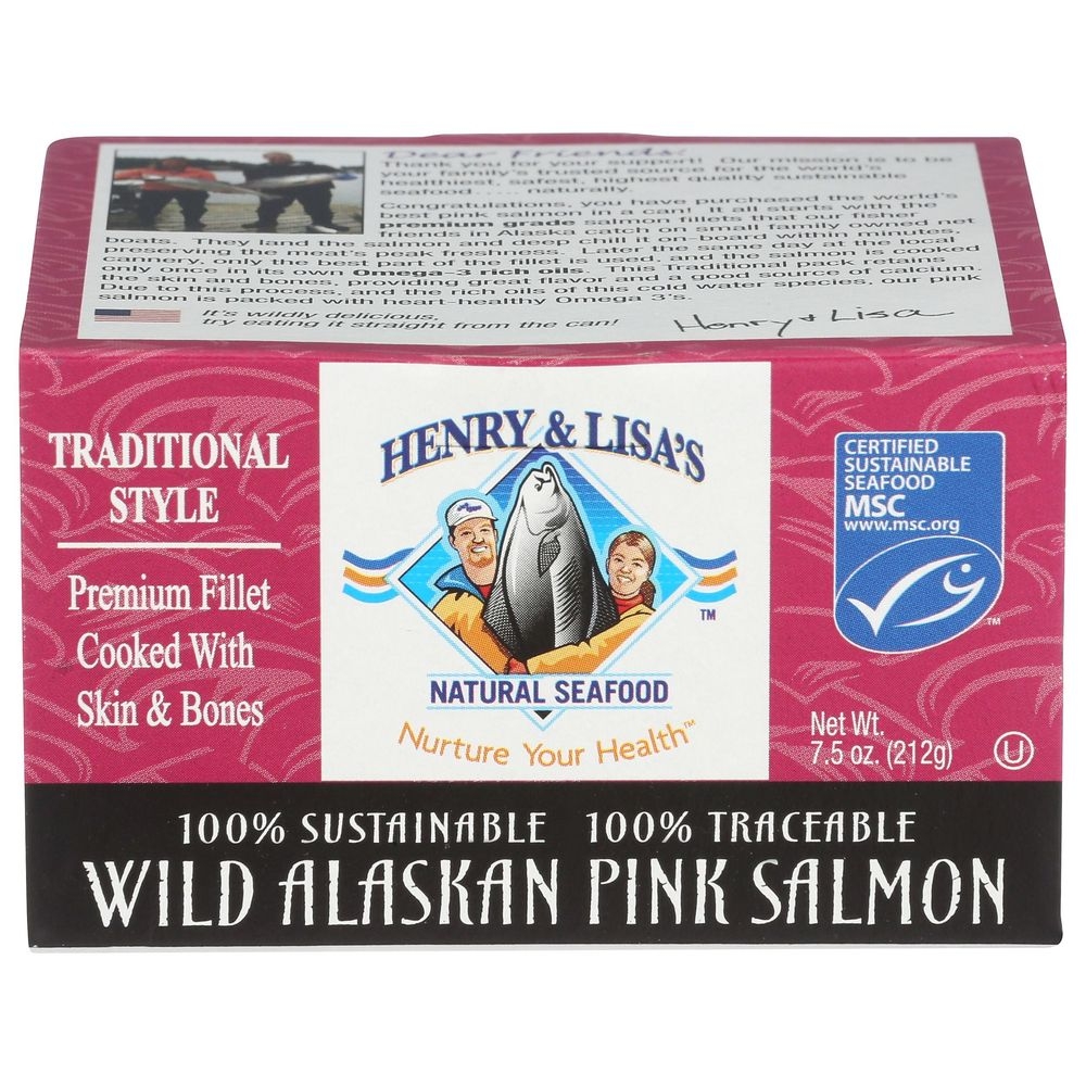 Henry and Lisas Traditional Wild Alaskan Pink Salmon, 7.5 Ounce -- 12 per case