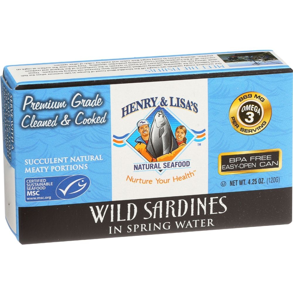 Henry and Lisas Wild Sardines in Spring Water, 4.25 Ounce -- 12 per case