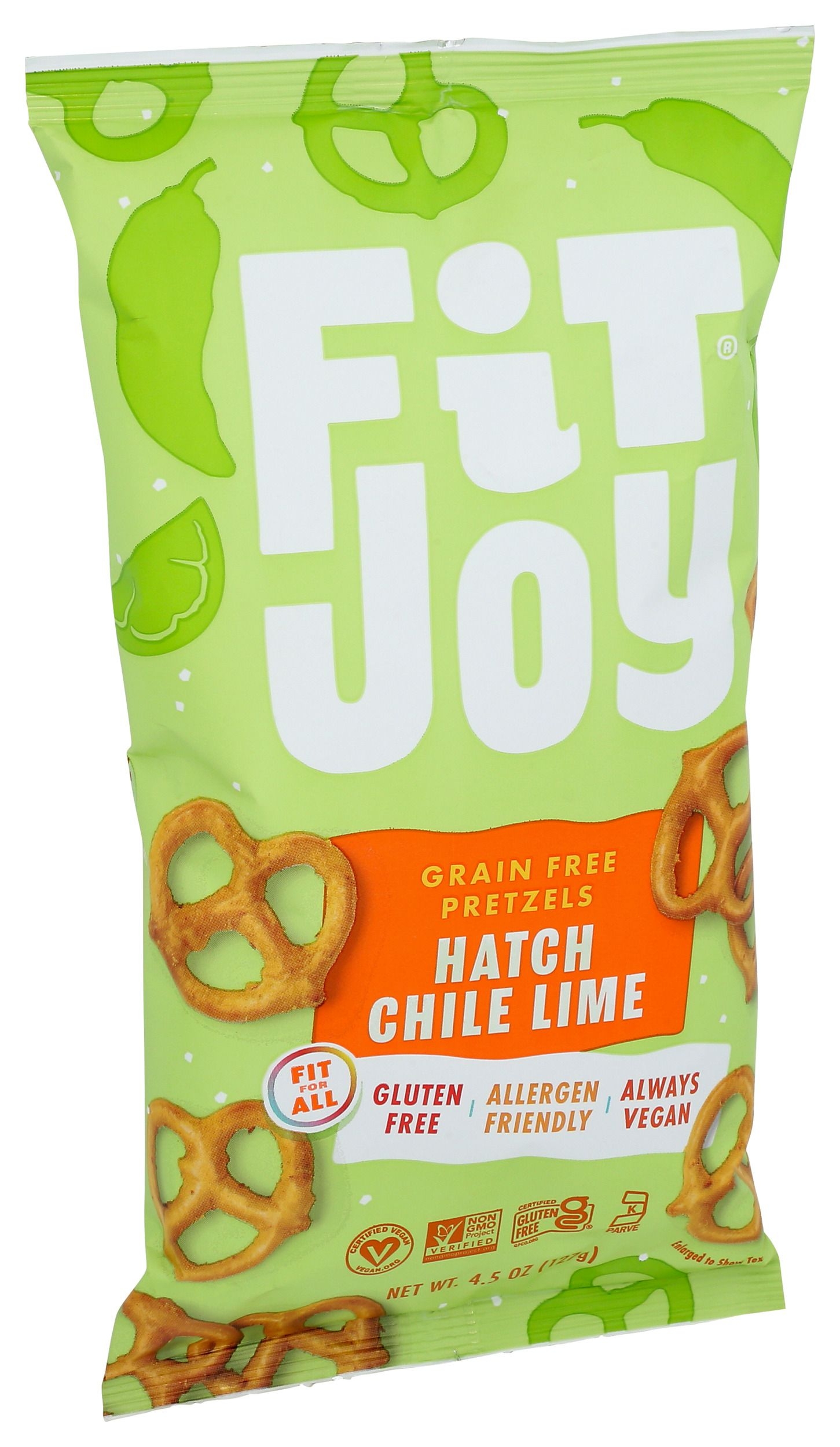 FitJoy Hatch Chile Lime Grain Free Pretzel Twists, 4.5 Ounce -- 12 per case
